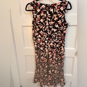 Talbots Black and Pink Floral Midi Dress